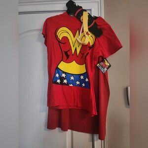 Ladies large wonder woman shirt with cape and headband